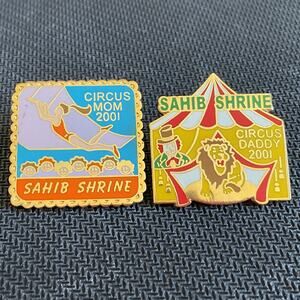 Sahib Shrine Circus Mom and Dad Pin 2001 Collectors Pins with Backs Great Cond.